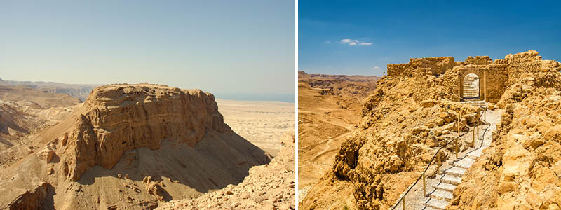 Fästningen Masada i öknen på en resa till Israel.